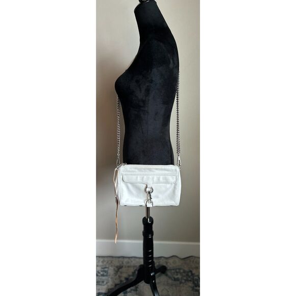 REBECCA MINKOFF White Leather Mini MAC Convertible Crossbody Bag - Picture 1 of 7